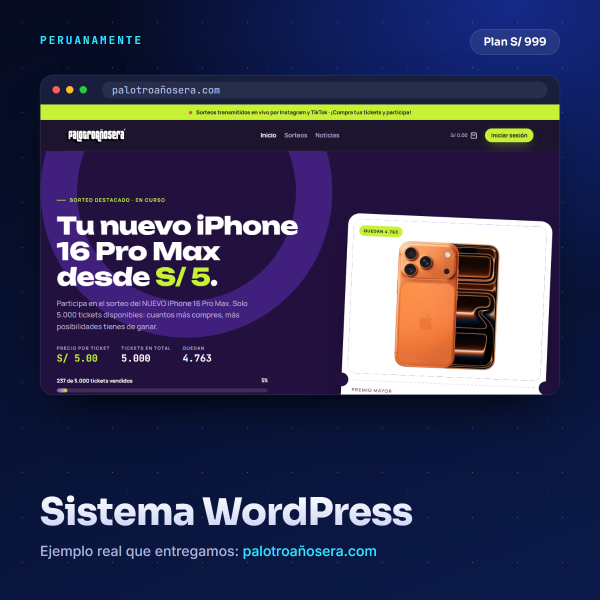 Plan Sistema WordPress - Peruanamente