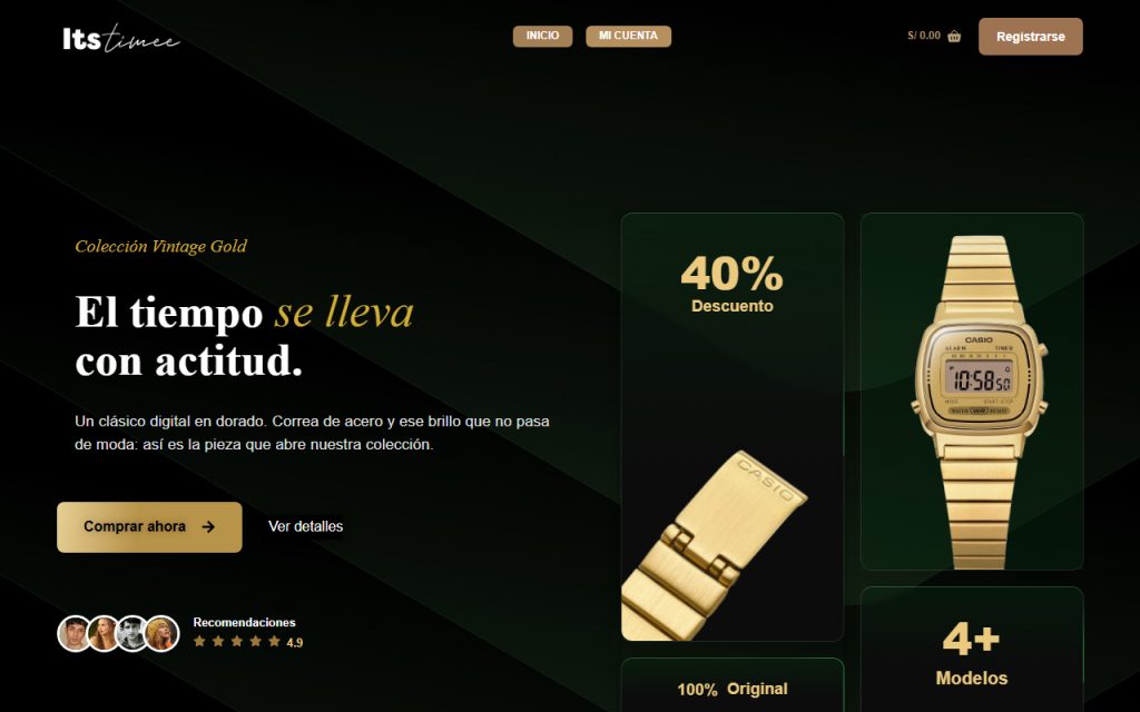 Captura de la tienda online itstimee.com hecha por Peruanamente